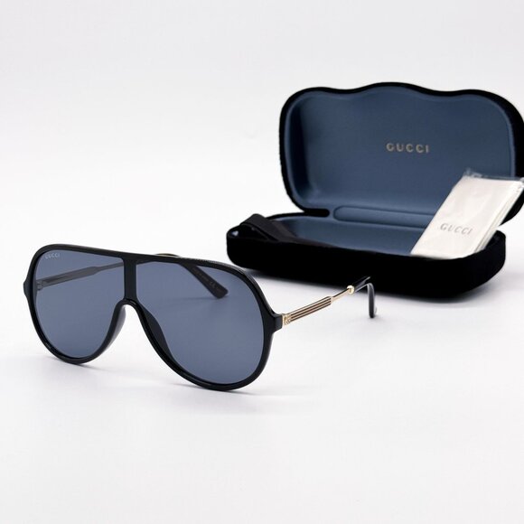 NEW GUCCI GG0199S 001 SUNGLASSES MEN BLACK/GRAY EYEWEAR - Picture 1 of 11